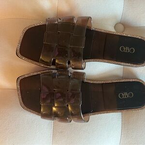 Cato Women's Brown Woven Slide Sandals